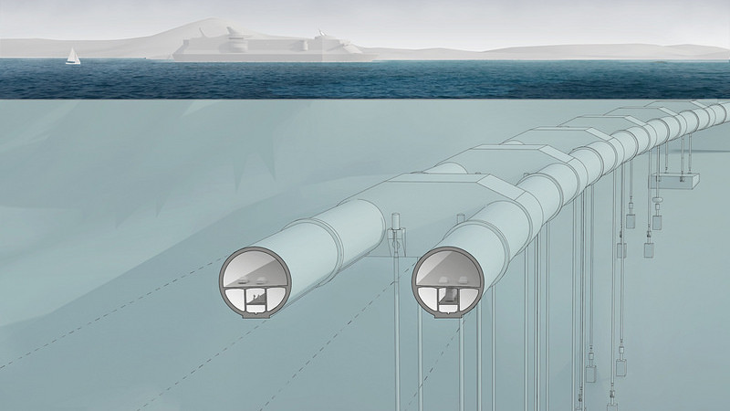 Submerged floating tube bridge (SFTB) crossing a wide and deep fjord.
